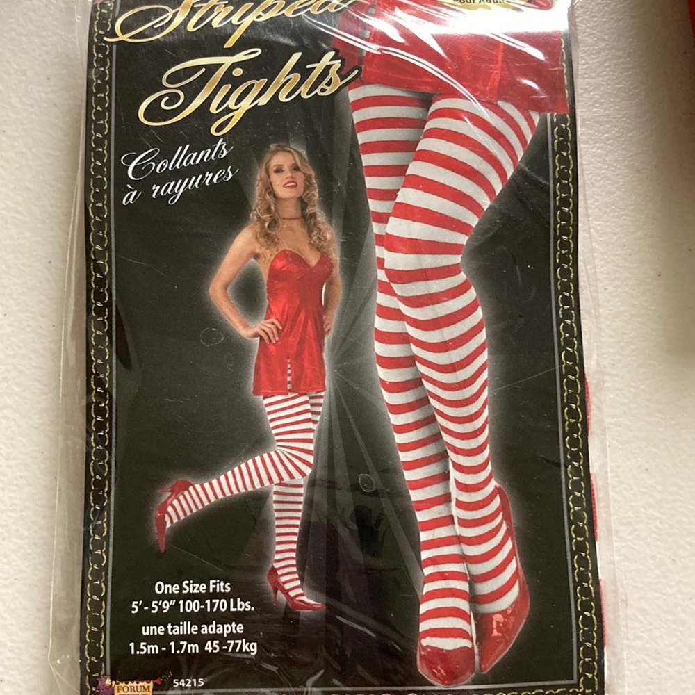 Halloween Party Costume red Stripes woman’s tights *New*